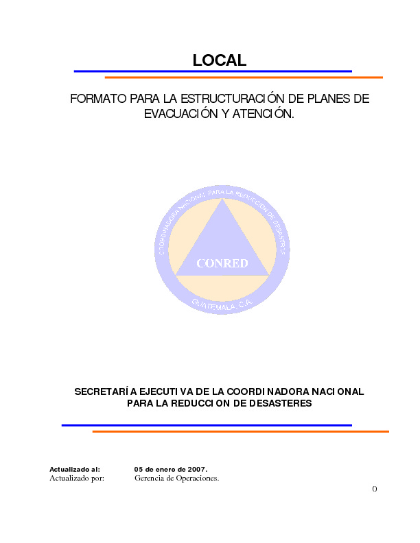Formato para la estructuración de planes de evacuación y atención (Local)